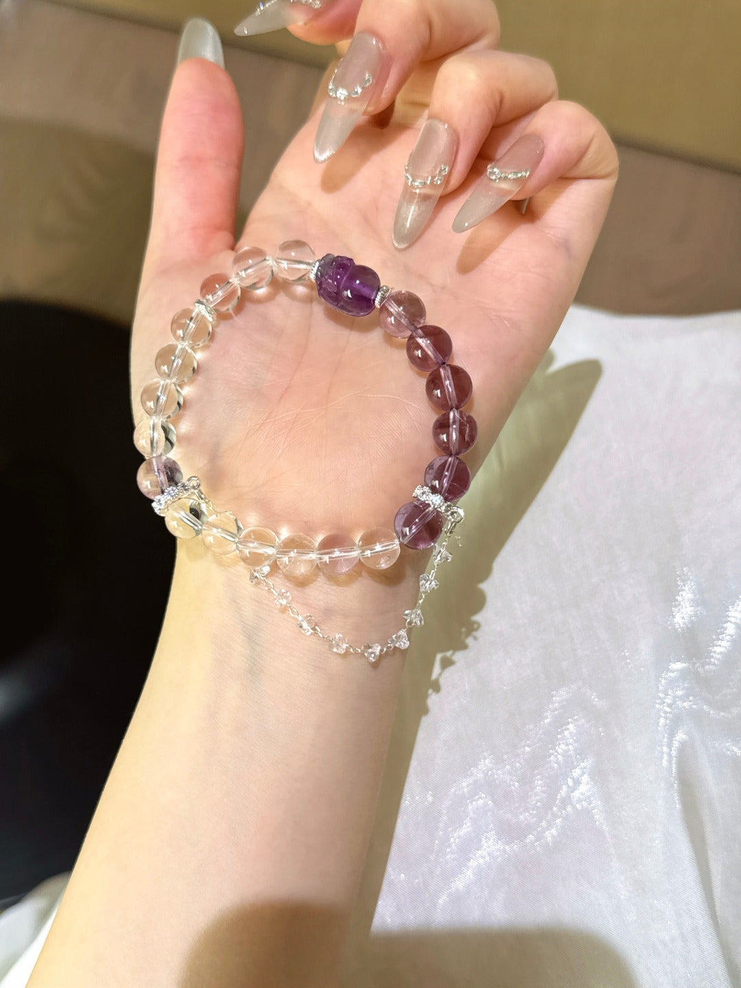 ▫️▪️ Amethyst white crystal Pixiu bracelet